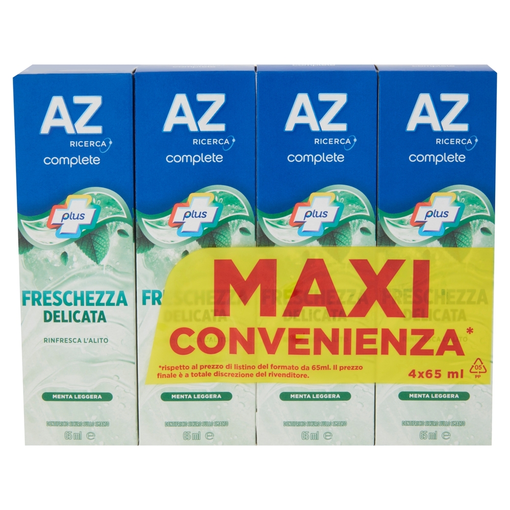 AZ Dentifricio Complete Plus Freschezza Delicata Menta Leggera 4x65 ml